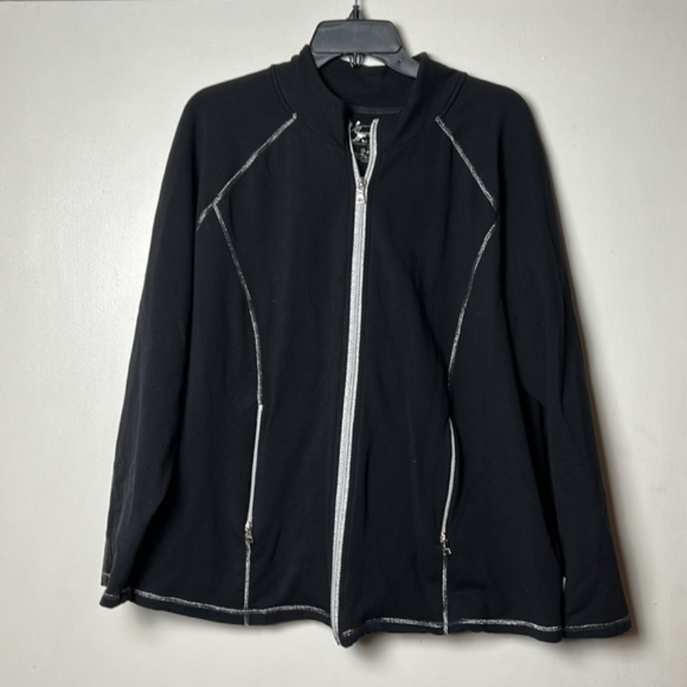 V Sport by venezia Black and Silver Long Sleeve Jacket-Size 18/20